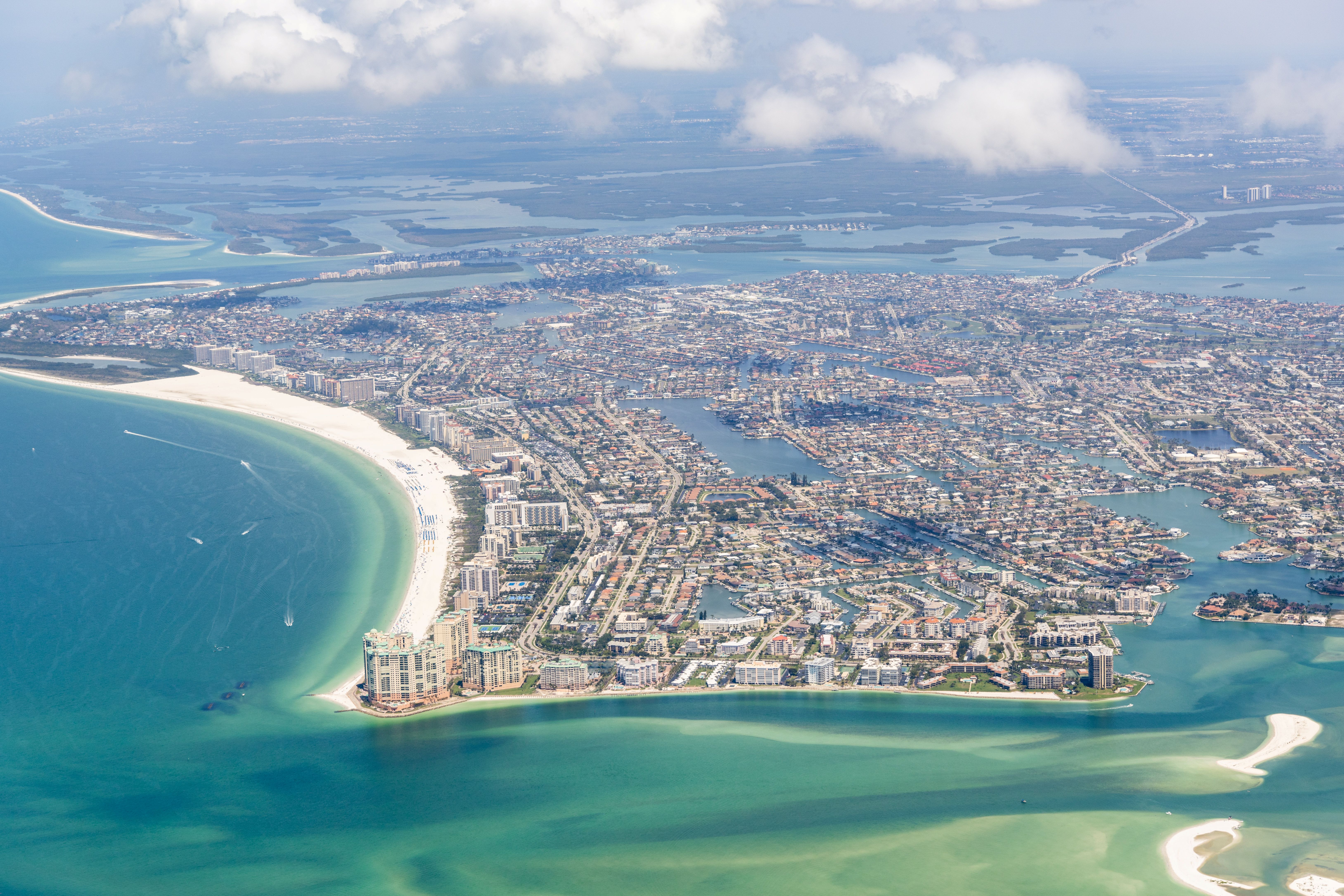 Aerial view of Marco Island, Florida — white-sand beaches meeting the Gulf